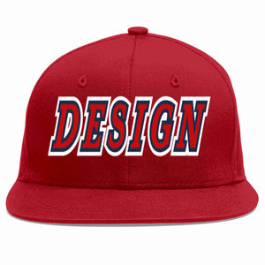 Conception personnalisée de casquette de baseball de sport à avant-toit plat rouge-marine rouge pour hommes/femmes/jeunes