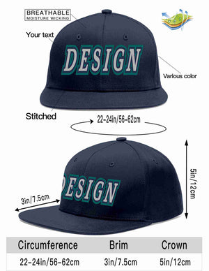 Custom Navy Gray-Navy Flat Eaves Sport Baseball Cap Design for Men/Women/Youth