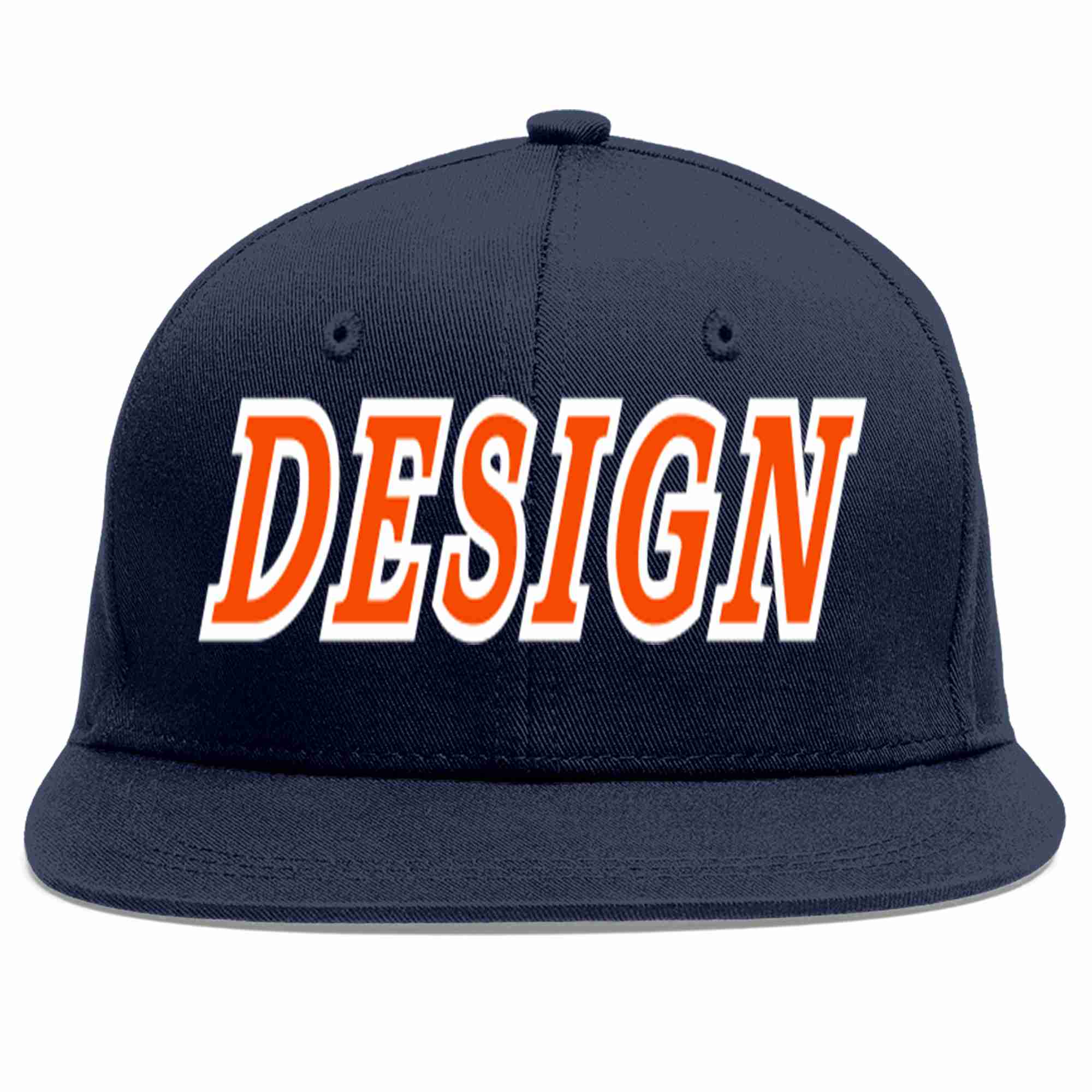 Conception personnalisée de casquette de baseball de sport à avant-toit plat orange-blanc marine pour hommes/femmes/jeunes