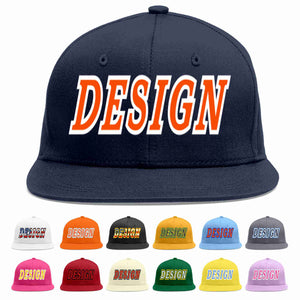 Conception personnalisée de casquette de baseball de sport à avant-toit plat orange-blanc marine pour hommes/femmes/jeunes