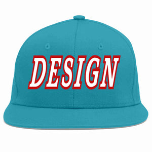 Conception personnalisée de casquette de baseball de sport à avant-toit plat blanc-rouge Aqua pour hommes/femmes/jeunes