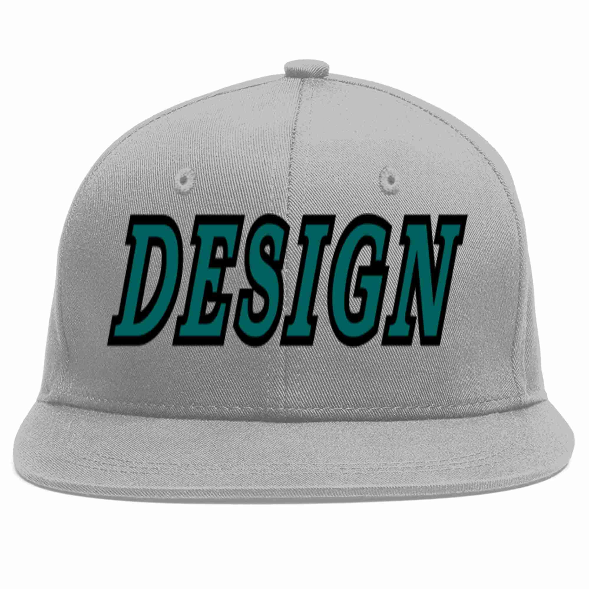 Conception personnalisée de casquette de baseball de sport à Eaves plates gris aqua-noir pour hommes/femmes/jeunes