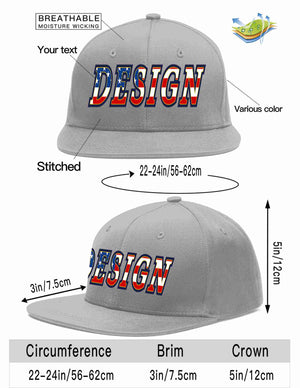 Custom Gray Vintage USA Flag-Gold Flat Eaves Sport Baseball Cap Design for Men/Women/Youth