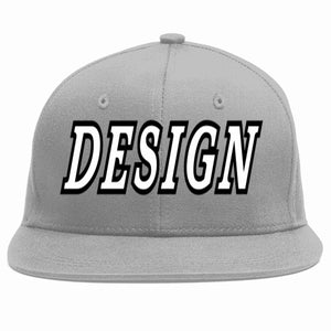 Conception personnalisée de casquette de baseball de sport à avant-toit plat gris blanc-noir pour hommes/femmes/jeunes