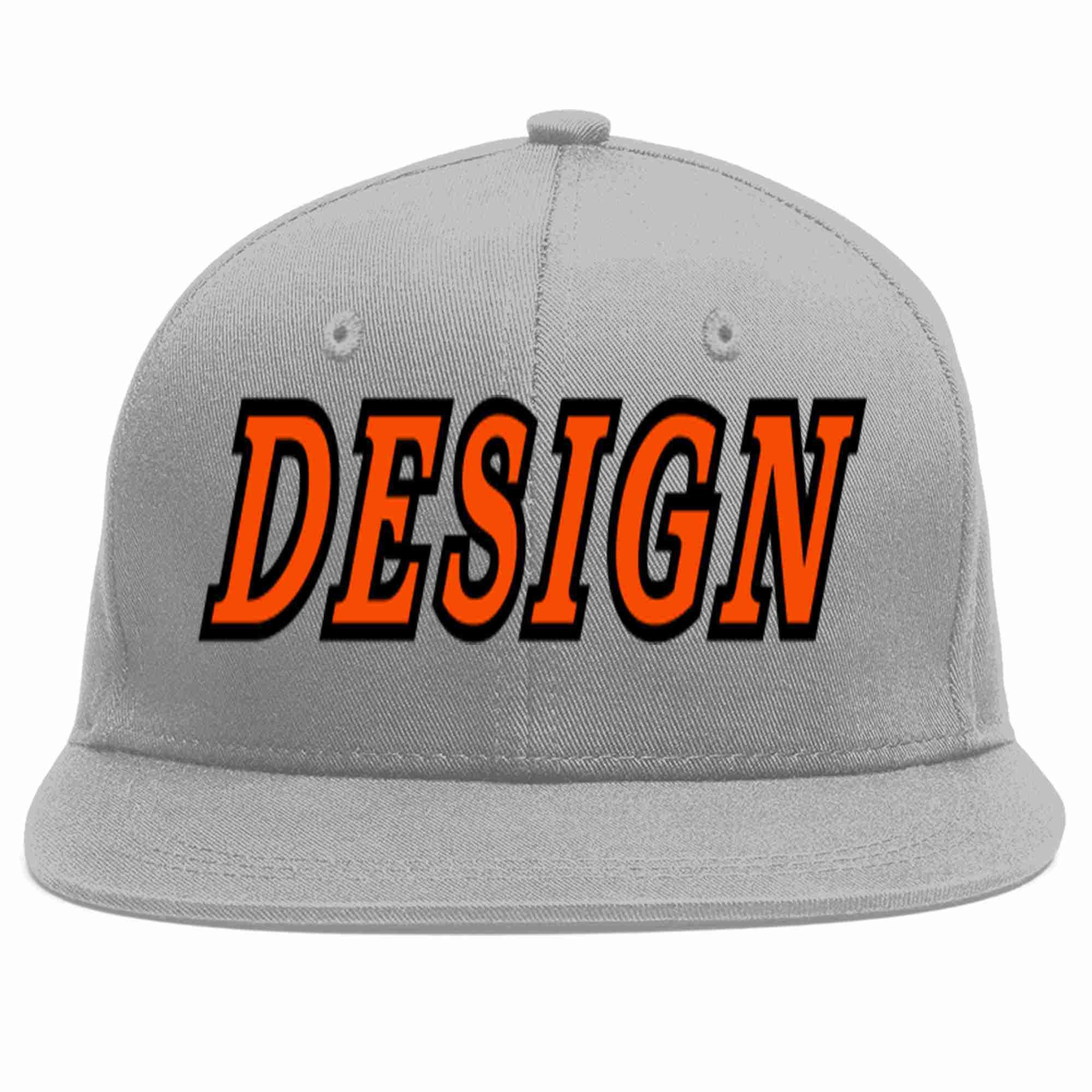 Conception personnalisée de casquette de baseball de sport à avant-toit plat gris orange-noir pour hommes/femmes/jeunes