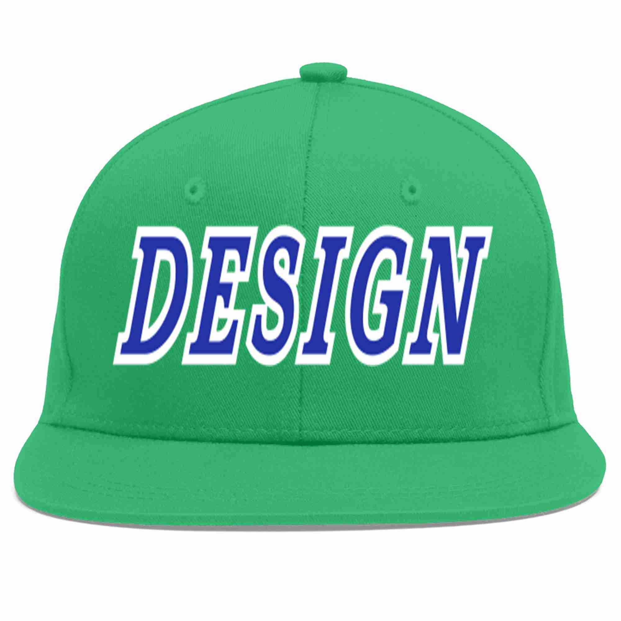 Custom Teal Royal-White Flat Eaves Sport Baseball Cap