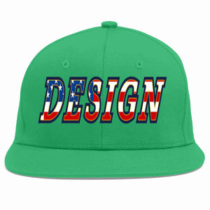 Custom Teal Vintage USA Flag-Gold Flat Eaves Sport Baseball Cap