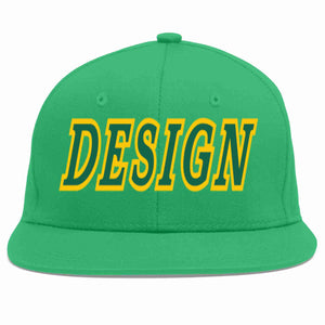 Casquette de baseball personnalisée Kelly Green-Gold Flat Eaves Sport