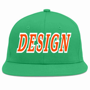 Custom Teal Orange-White Flat Eaves Sport Baseball Cap