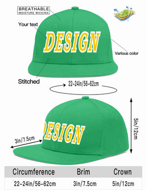 Custom Teal Gold-White Flat Eaves Sport Baseball Cap