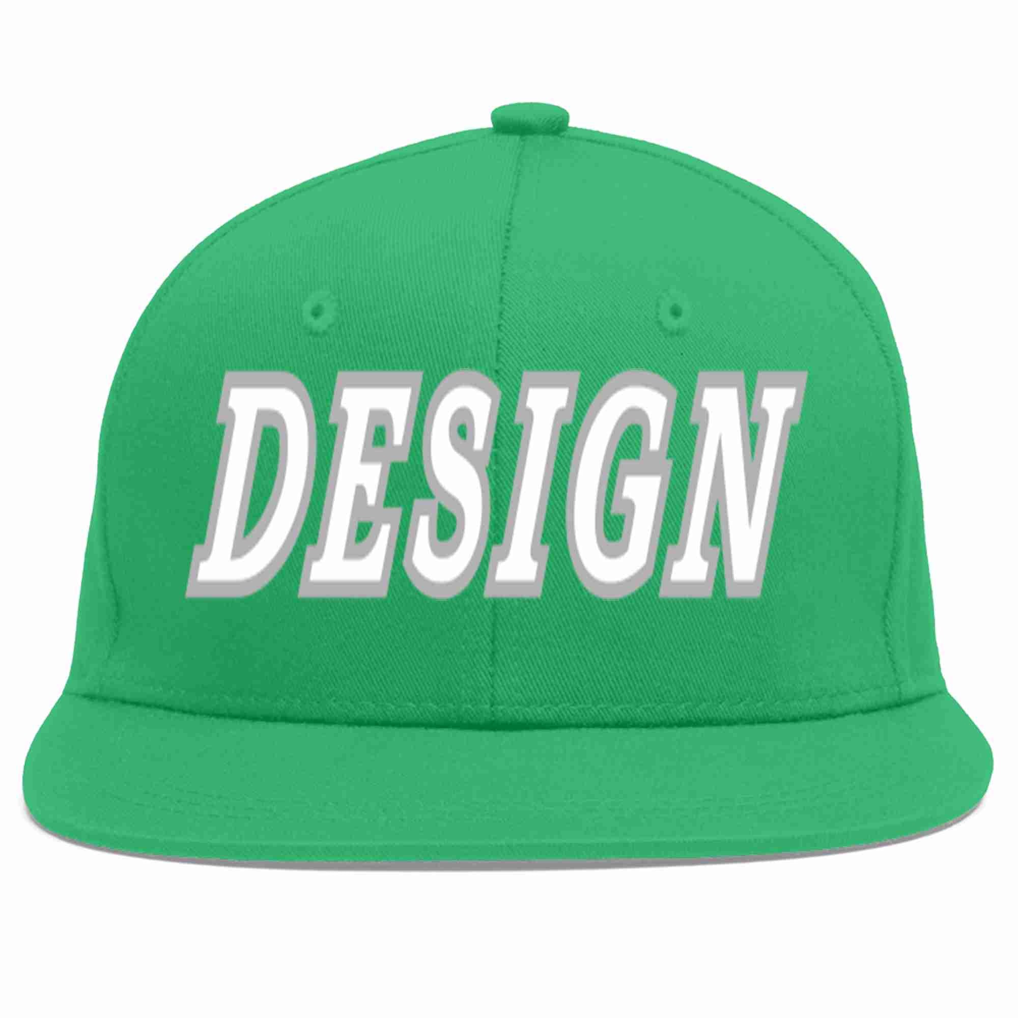 Custom Teal White-Gray Flat Eaves Sport Baseball Cap