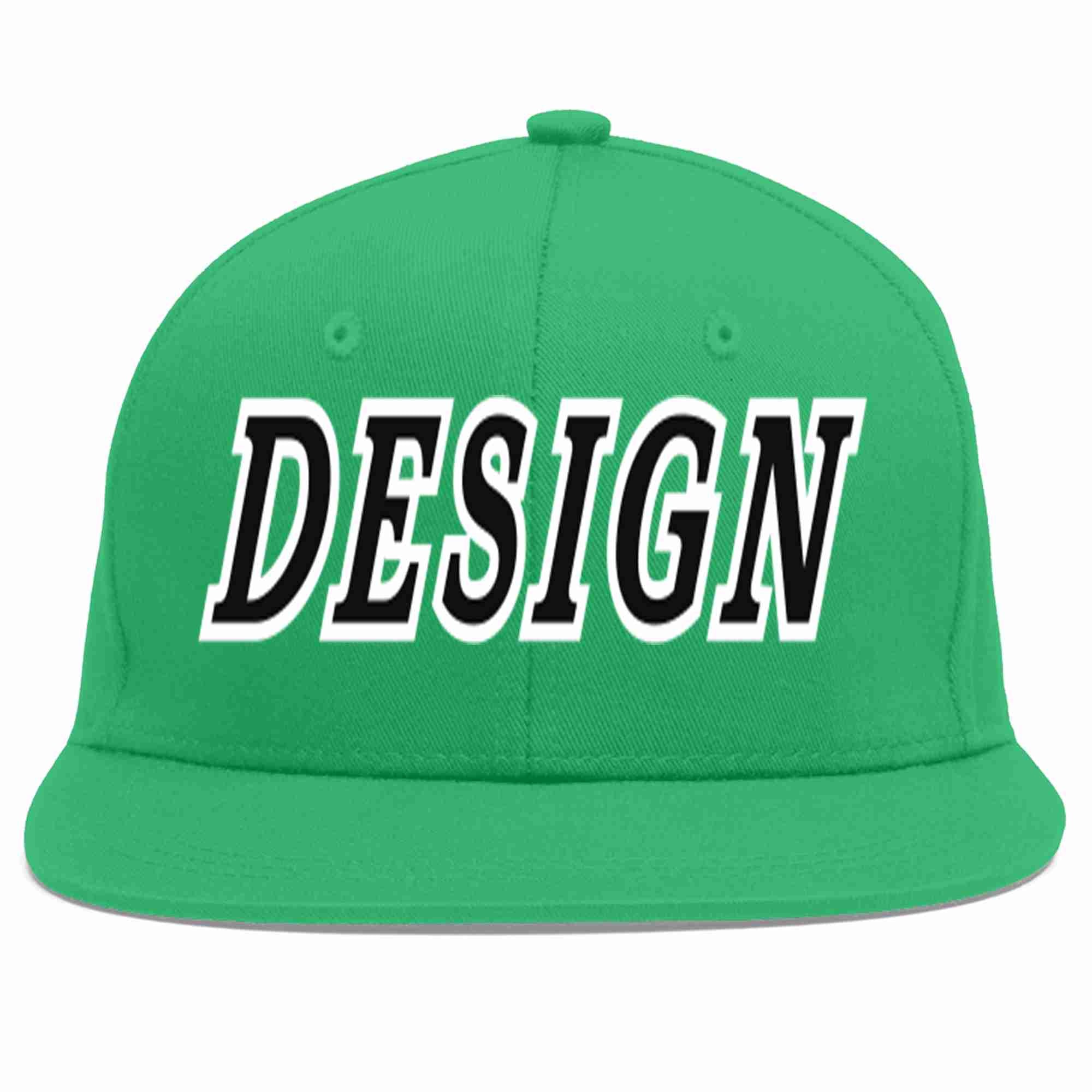 Custom Teal Black-White Flat Eaves Sport Baseball Cap