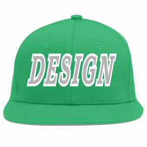 Custom Teal Gray-White Flat Eaves Sport Baseball Cap