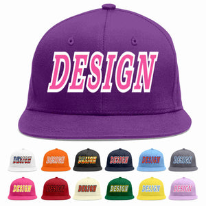 Custom Purple Pink-White Flat Eaves Sport Baseball Cap Design for Men/Women/Youth