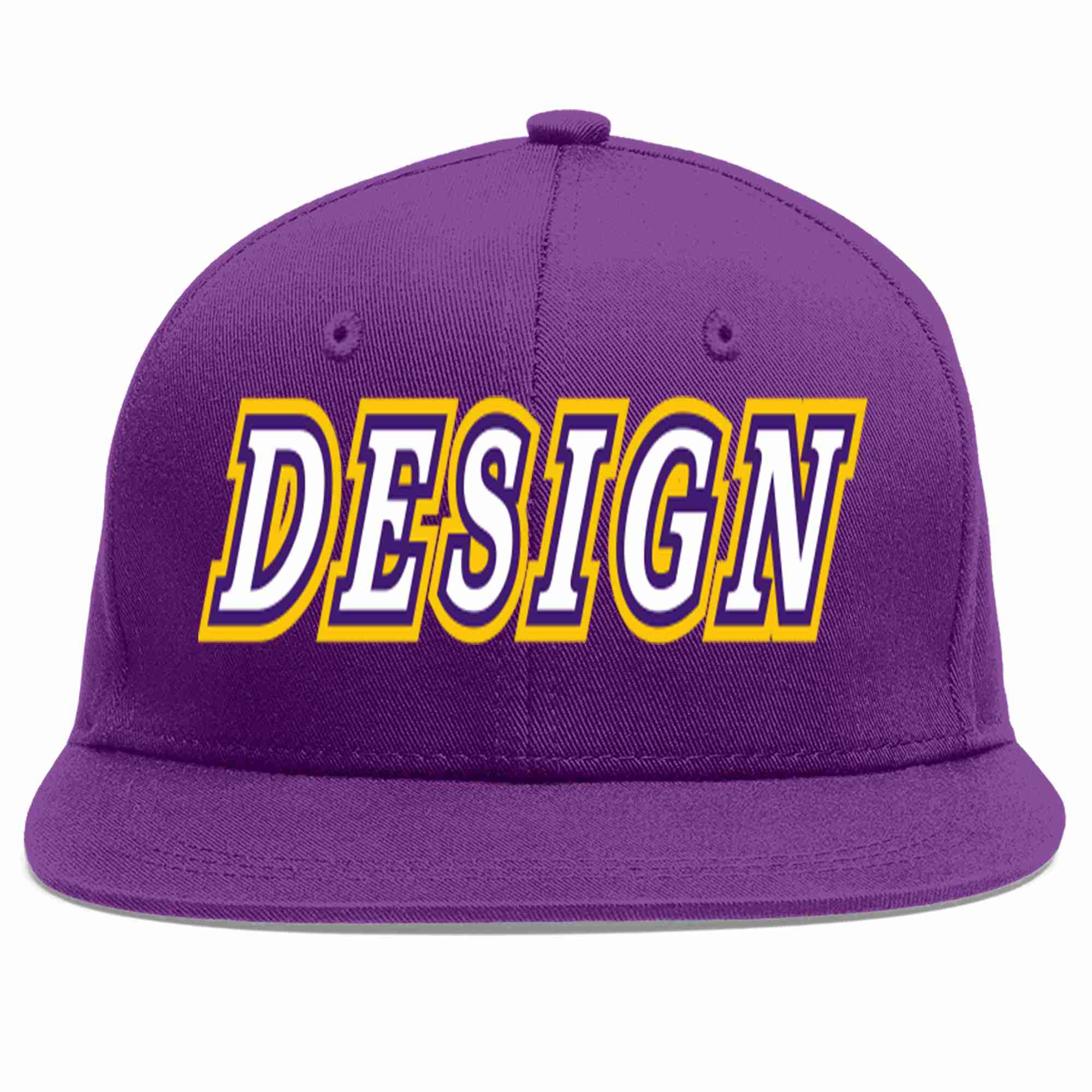 Conception personnalisée de casquette de baseball de sport à avant-toit plat violet blanc-violet pour hommes/femmes/jeunes