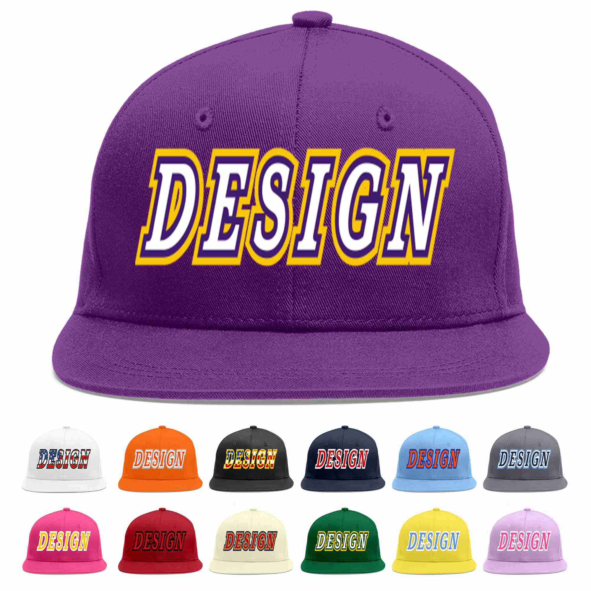 Custom Purple White-purple Flat Eaves Sport Baseball Cap Design for Men/Women/Youth