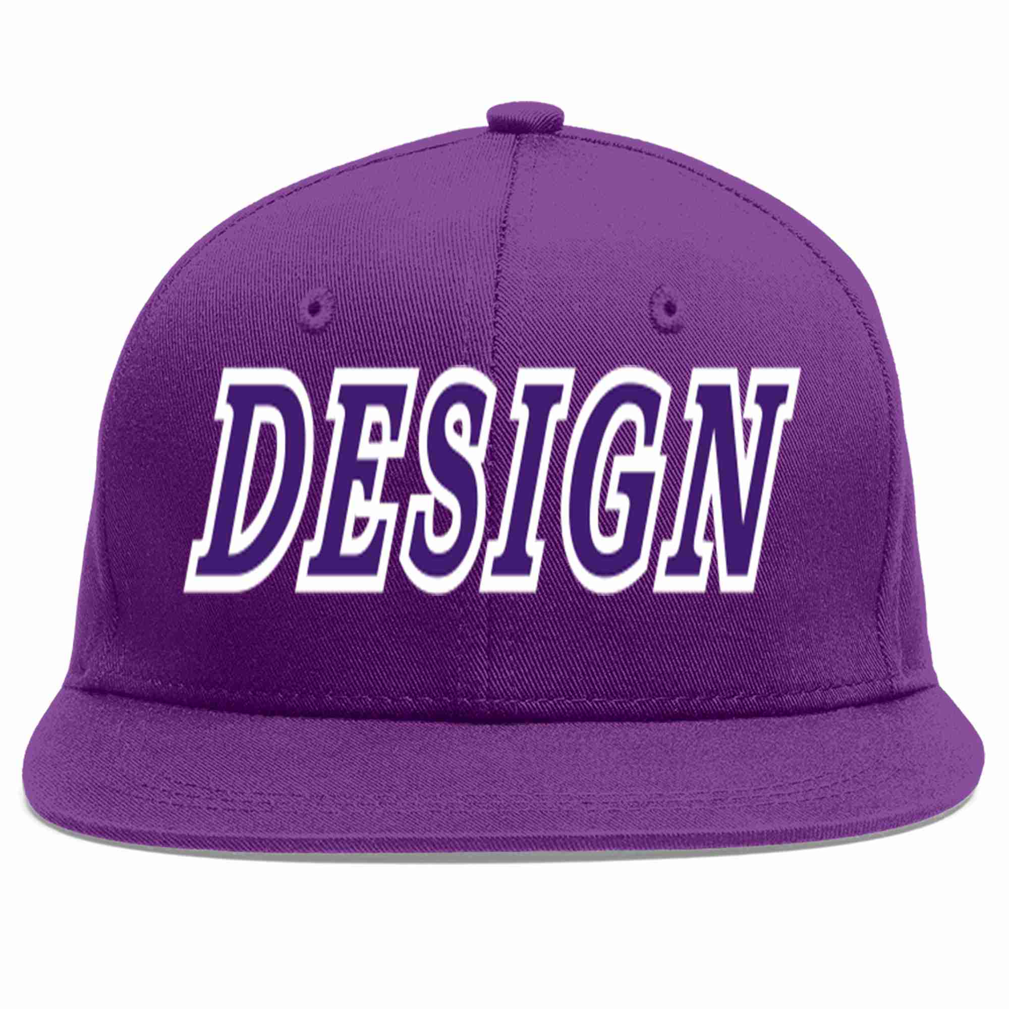 Conception personnalisée de casquette de baseball de sport à avant-toit plat violet violet-blanc pour hommes/femmes/jeunes