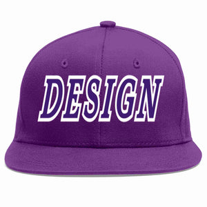 Custom Purple purple-White Flat Eaves Sport Baseball Cap Design for Men/Women/Youth