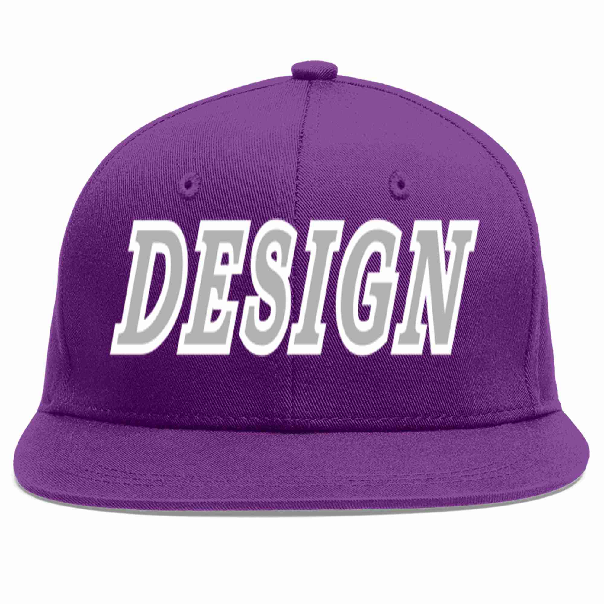 Conception personnalisée de casquette de baseball de sport à avant-toit plat violet gris-blanc pour hommes/femmes/jeunes