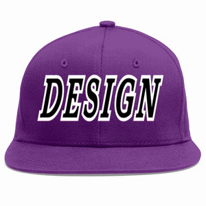 Conception personnalisée de casquette de baseball de sport à avant-toit plat violet noir-blanc pour hommes/femmes/jeunes