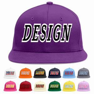 Conception personnalisée de casquette de baseball de sport à avant-toit plat violet noir-blanc pour hommes/femmes/jeunes