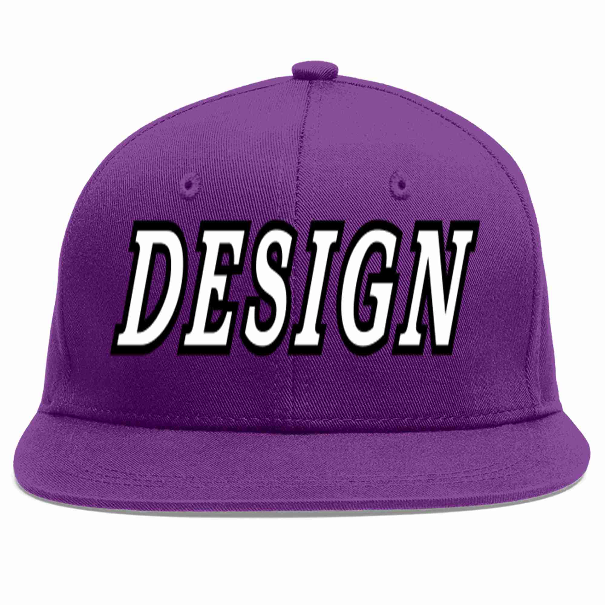 Conception personnalisée de casquette de baseball de sport à avant-toit plat violet blanc-noir pour hommes/femmes/jeunes