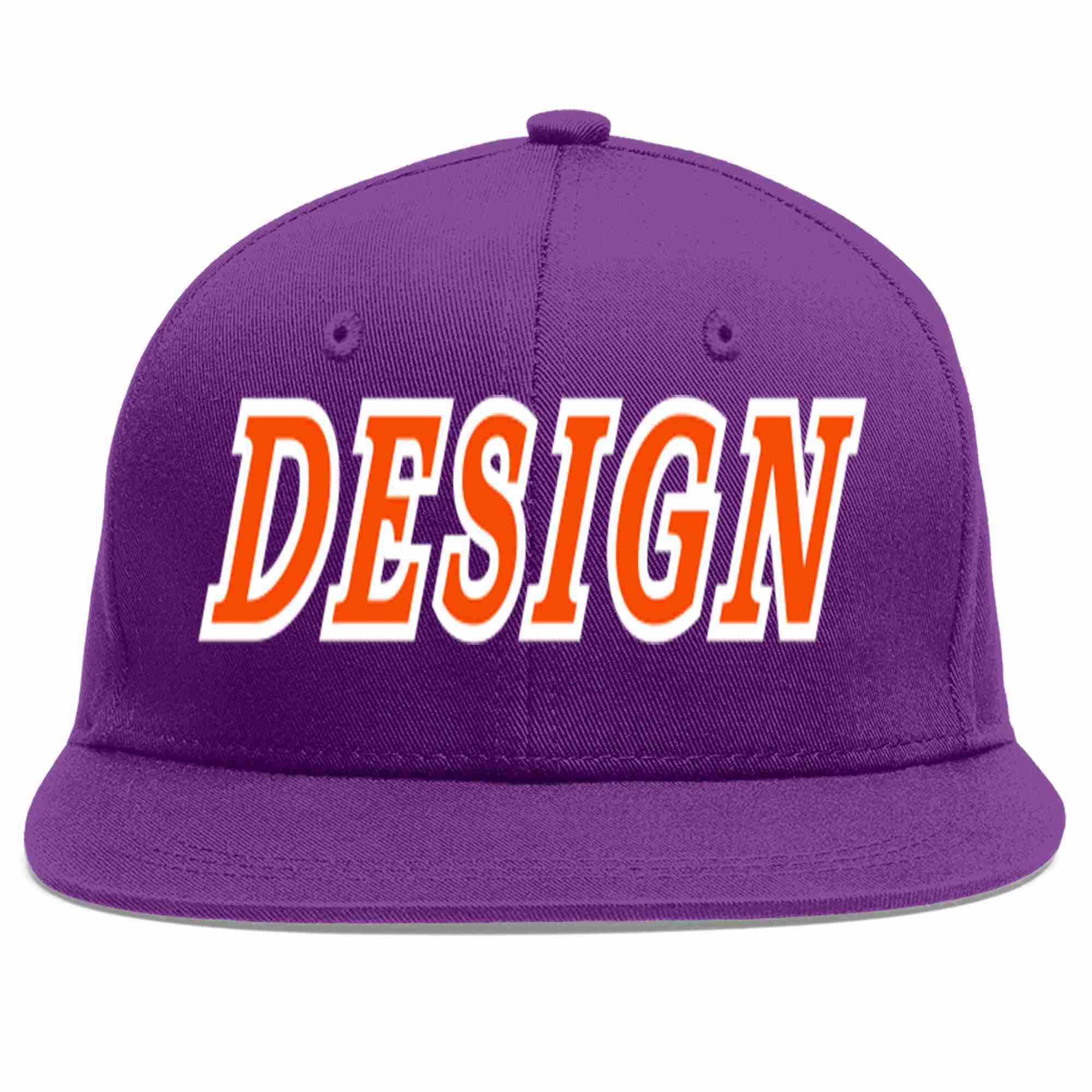 Custom Purple Orange-White Flat Eaves Sport Baseball Cap Design for Men/Women/Youth