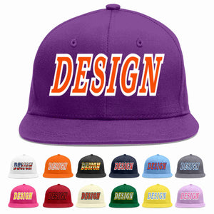 Conception personnalisée de casquette de baseball de sport à avant-toit plat violet orange-blanc pour hommes/femmes/jeunes