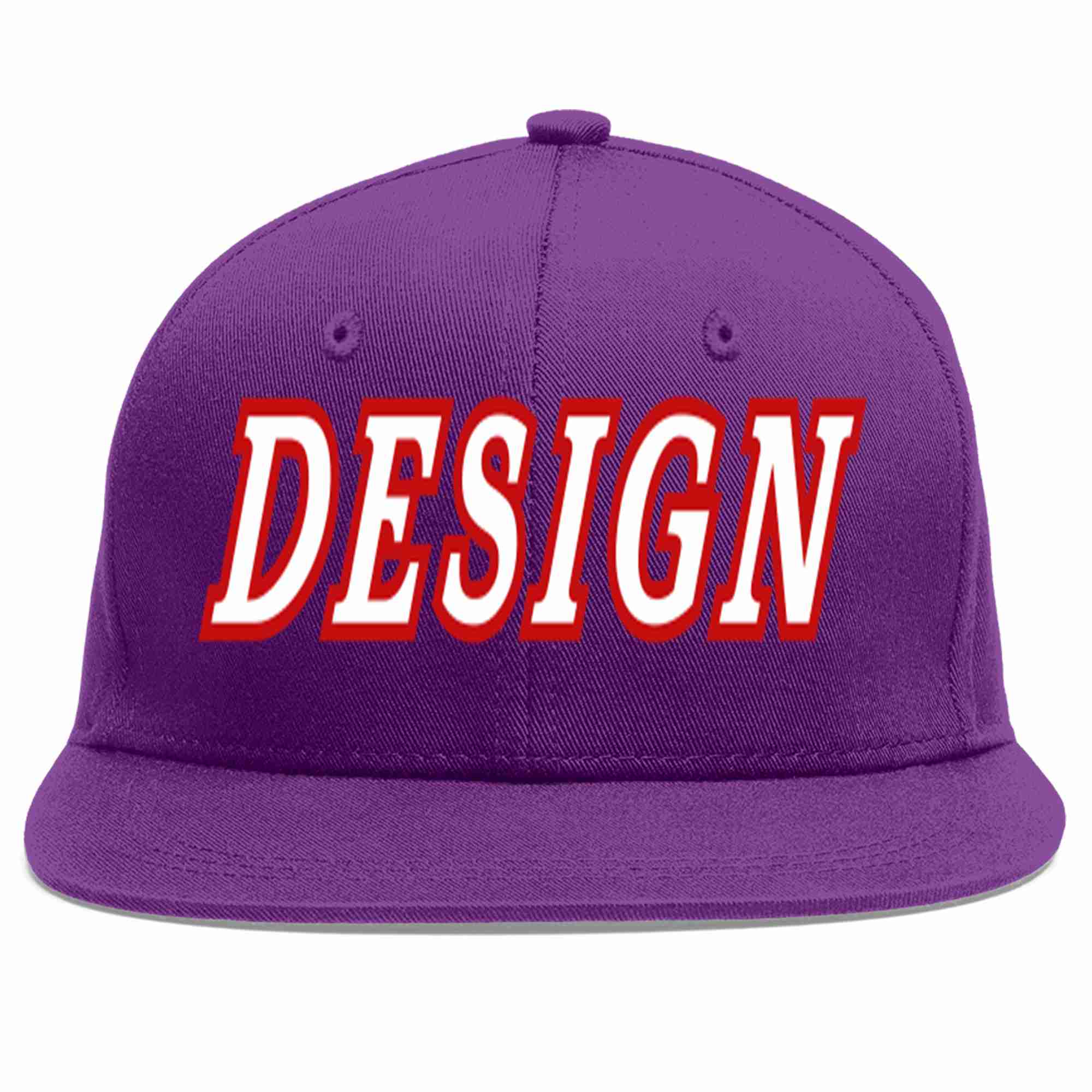 Conception personnalisée de casquette de baseball de sport à avant-toit plat violet blanc-rouge pour hommes/femmes/jeunes