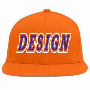 Custom Orange Royal-Orange Flat Eaves Sport Baseball Cap Design for Men/Women/Youth