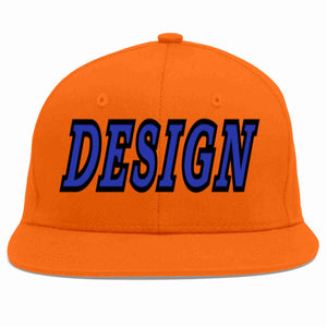 Custom Orange Royal-Black Flat Eaves Sport Baseball Cap Design for Men/Women/Youth