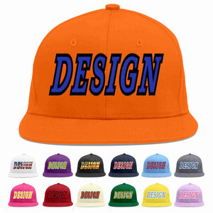 Custom Orange Royal-Black Flat Eaves Sport Baseball Cap Design for Men/Women/Youth