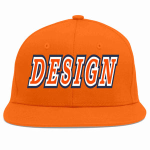 Conception personnalisée de casquette de baseball de sport à avant-toit plat orange orange-blanc pour hommes/femmes/jeunes