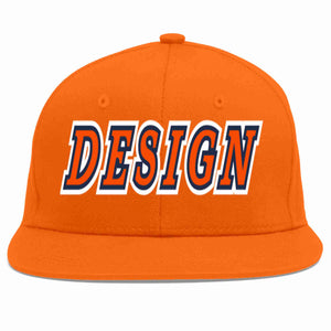 Conception personnalisée de casquette de baseball de sport à avant-toit plat orange orange-marine pour hommes/femmes/jeunes