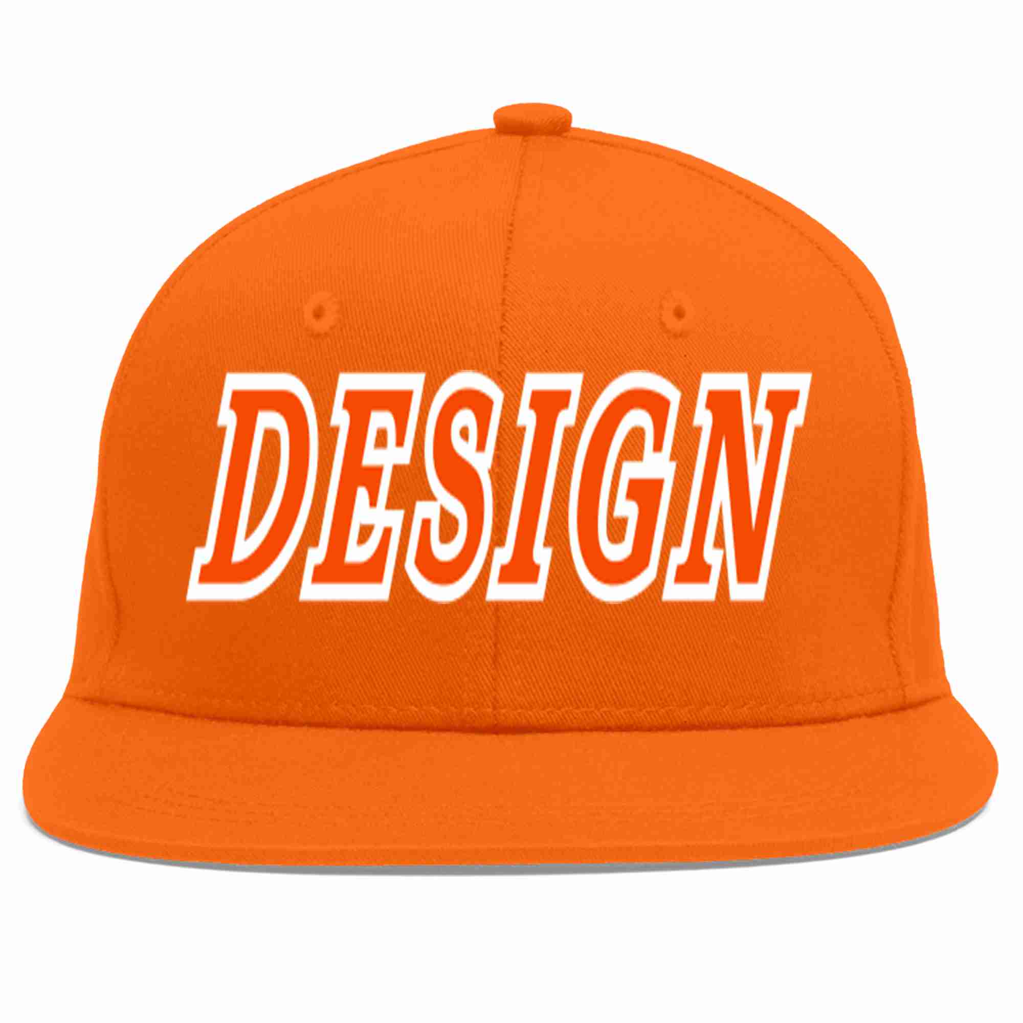 Conception personnalisée de casquette de baseball de sport à avant-toit plat orange orange-blanc pour hommes/femmes/jeunes