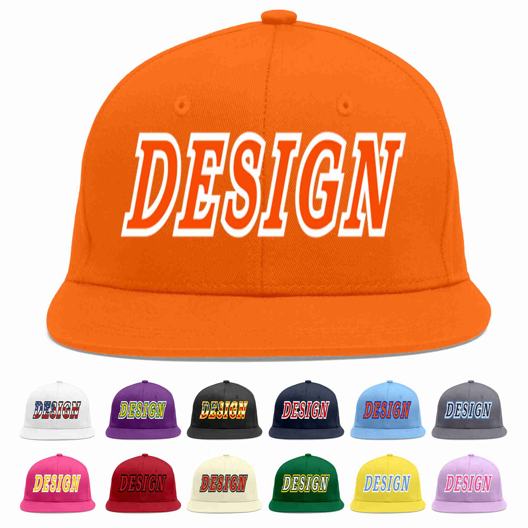 Custom Orange Orange-White Flat Eaves Sport Baseball Cap Design for Men/Women/Youth