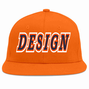 Custom Orange Navy-Orange Flat Eaves Sport Baseball Cap Design for Men/Women/Youth