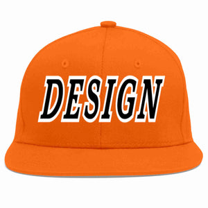 Conception personnalisée de casquette de baseball de sport à avant-toit plat orange noir-blanc pour hommes/femmes/jeunes