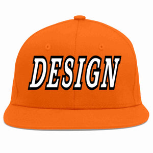 Conception personnalisée de casquette de baseball de sport à avant-toit plat orange blanc-noir pour hommes/femmes/jeunes