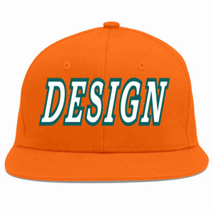 Conception personnalisée de casquette de baseball de sport à avant-toit plat orange blanc-aqua pour hommes/femmes/jeunes