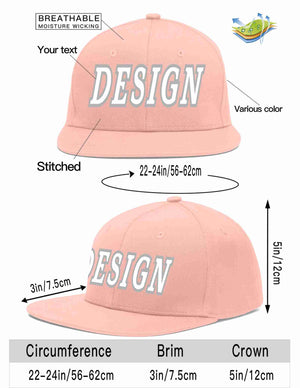 Custom Pink White-Gray Flat Eaves Sport Baseball Cap Design for Men/Women/Youth