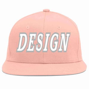 Custom Pink White-Gray Flat Eaves Sport Baseball Cap Design for Men/Women/Youth