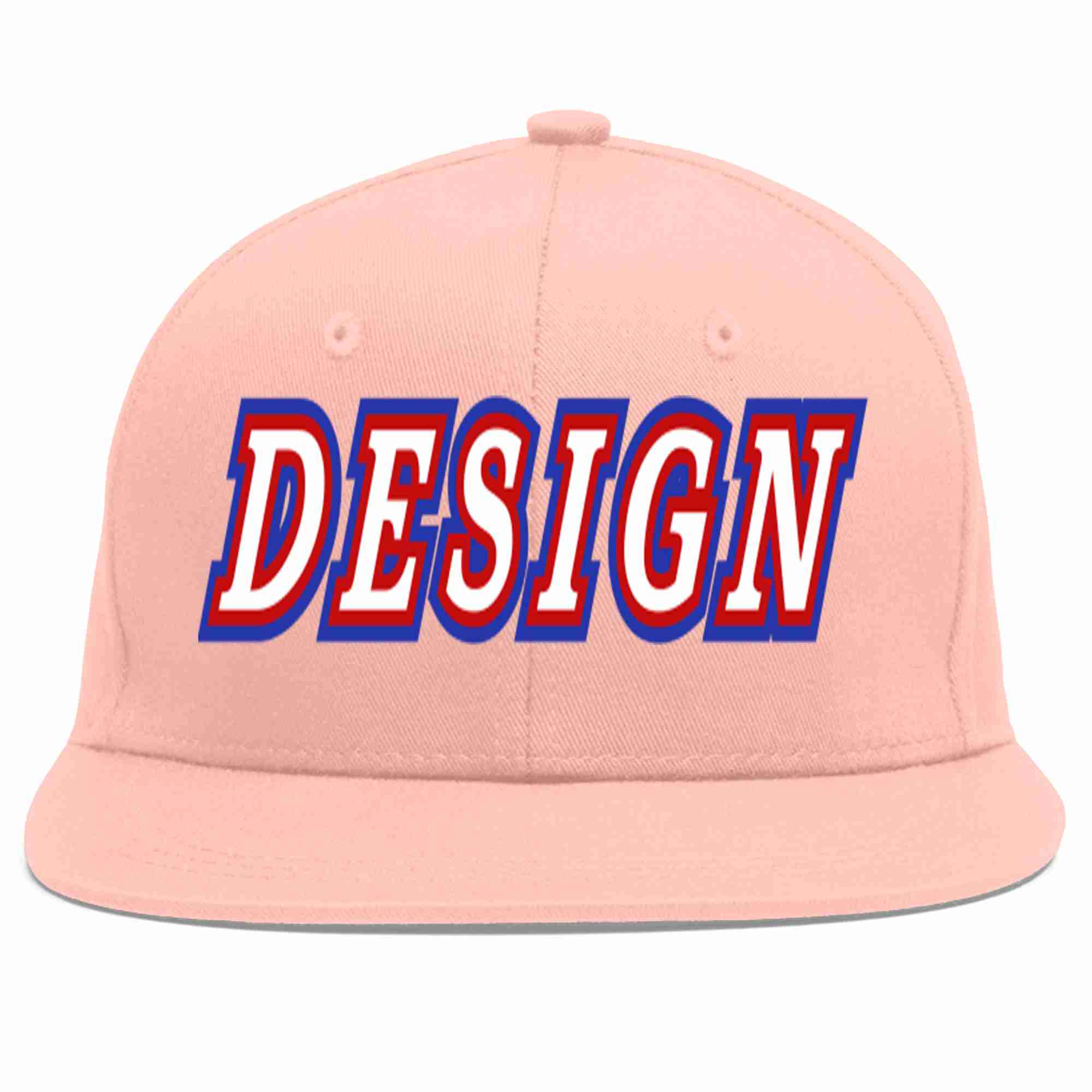 Conception personnalisée de casquette de baseball de sport à avant-toit plat rose blanc-rouge pour hommes/femmes/jeunes