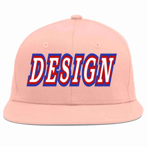 Custom Pink White-Red Flat Eaves Sport Baseball Cap Design for Men/Women/Youth