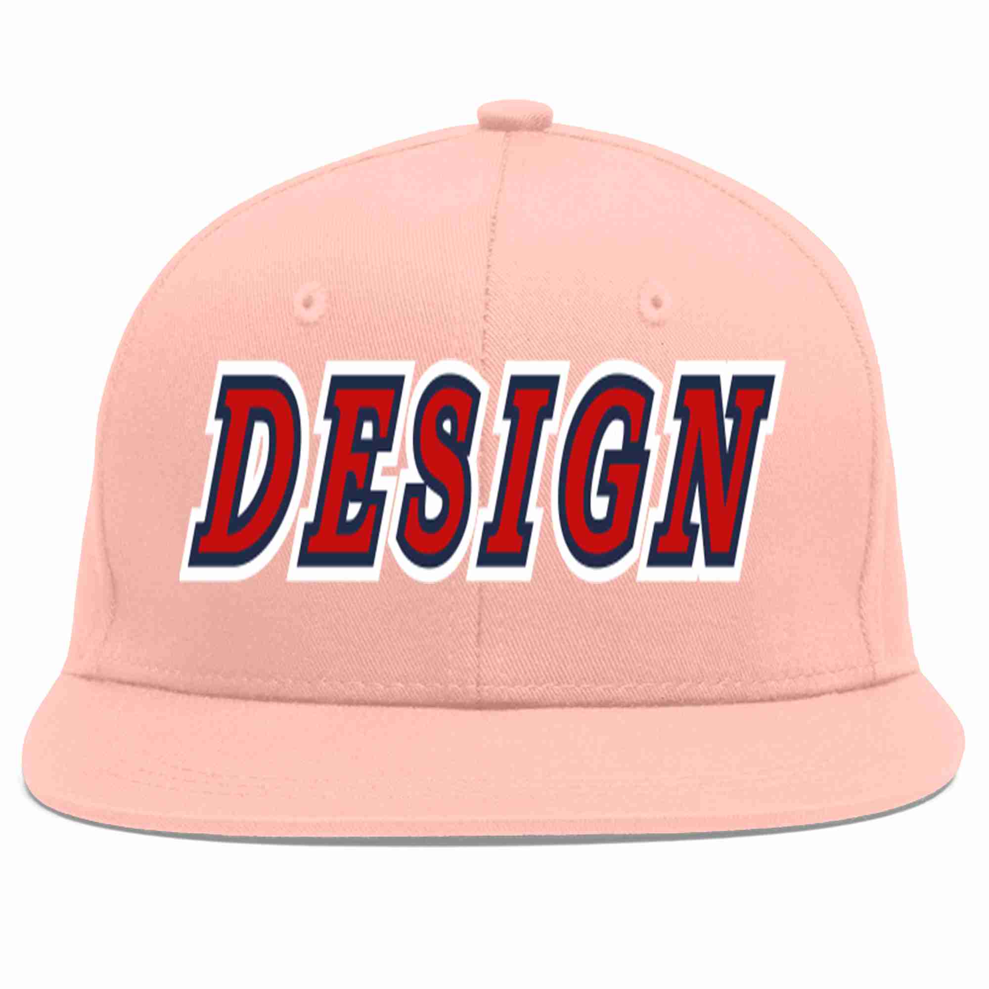 Custom Pink Red-Navy Flat Eaves Sport Baseball Cap Design for Men/Women/Youth