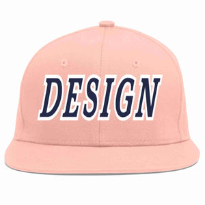 Custom Pink Navy-White Flat Eaves Sport Baseball Cap Design for Men/Women/Youth