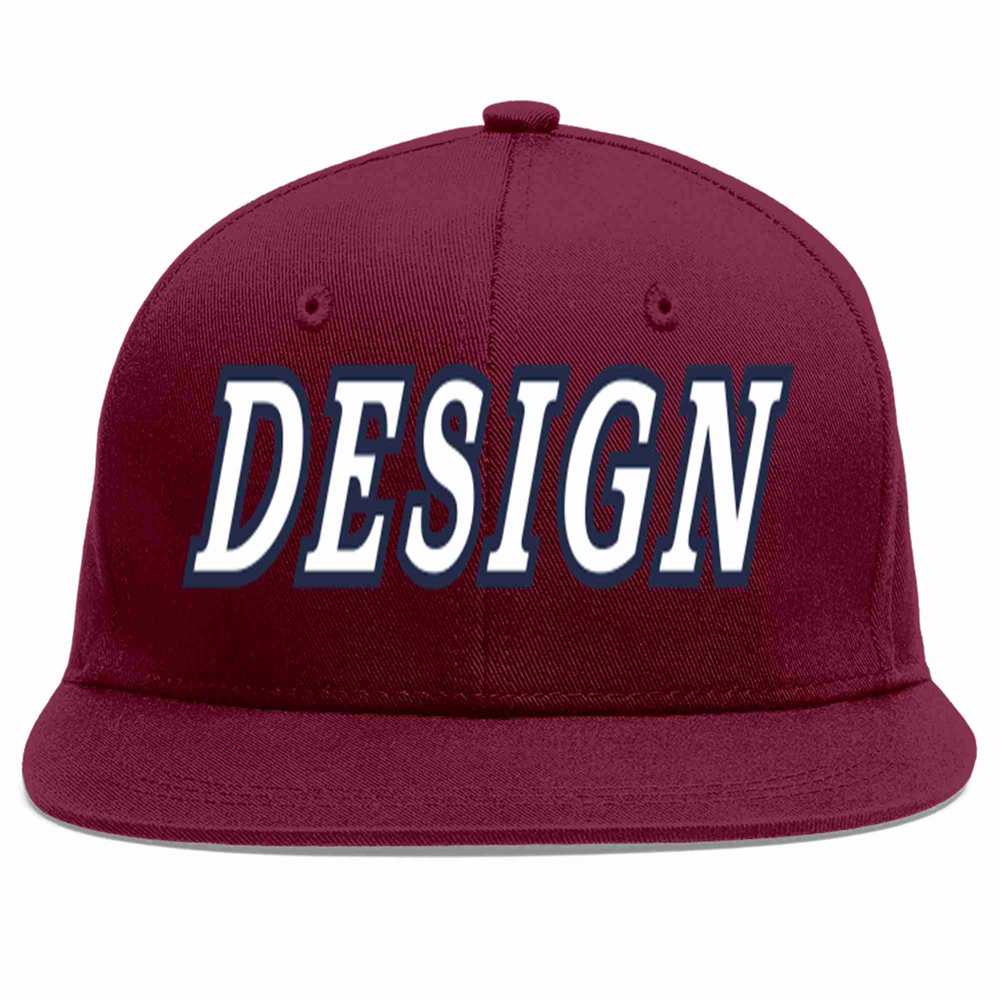 Custom Crimson White-Navy Flat Eaves Sport Baseball Cap Design for Men/Women/Youth