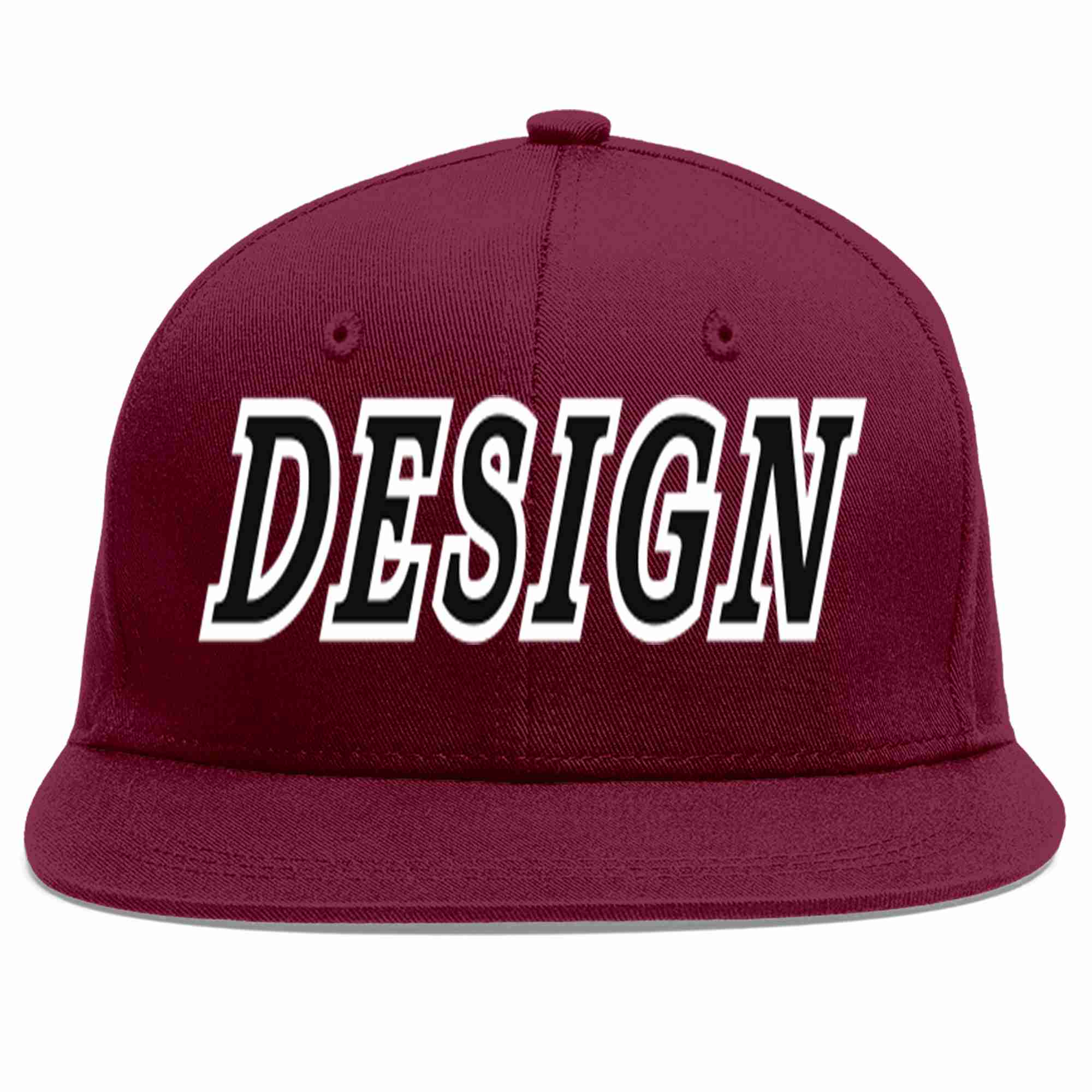 Custom Crimson Black-White Flat Eaves Sport Baseball Cap Design for Men/Women/Youth