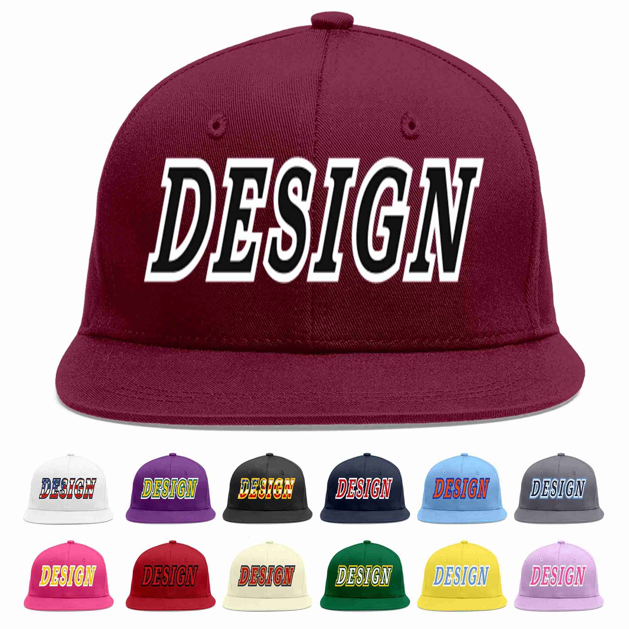 Custom Crimson Black-White Flat Eaves Sport Baseball Cap Design for Men/Women/Youth