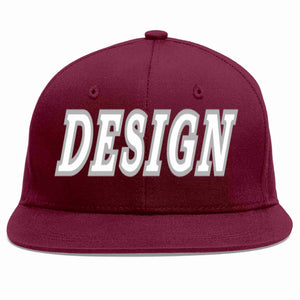 Custom Crimson White-Gray Flat Eaves Sport Baseball Cap Design for Men/Women/Youth